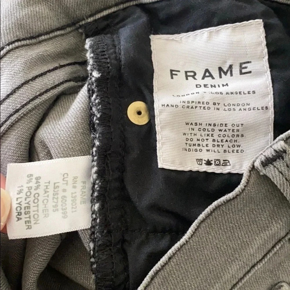 Frame Thatcher Gray Zipper Trim Skinny Jeans size 26 - Picture 10 of 12